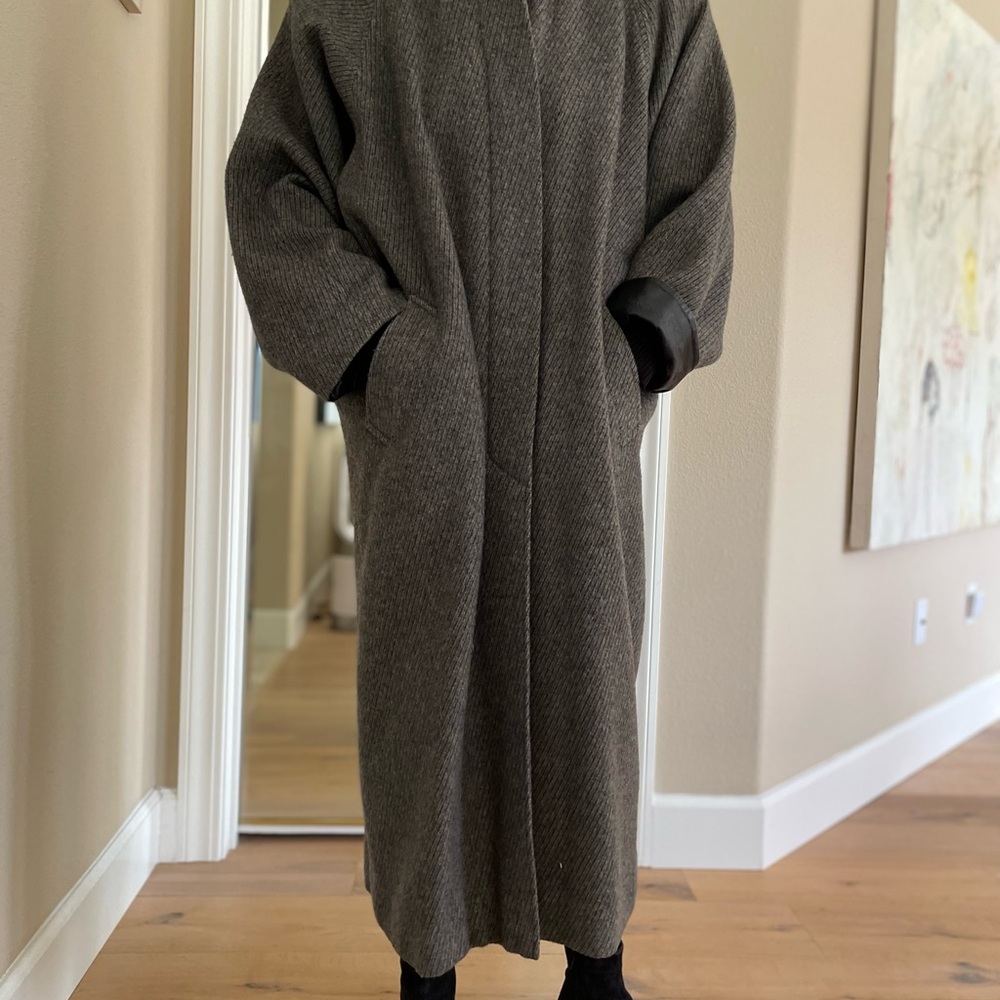 Gray Oversized Trench Coat with Relaxed Fit